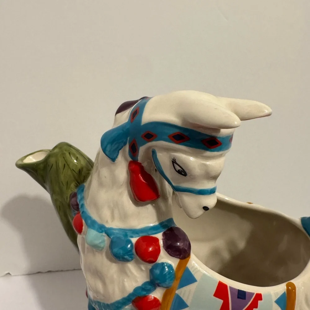 Pier 1 Imports Ceramic Llama Hand Painted Southwestern Pitcher Vintage